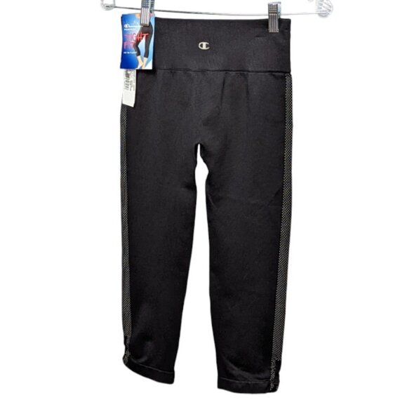CHAMPION Powerflex Tight Fit High Waist Seamless Capris Black and White Medium - Picture 14 of 14